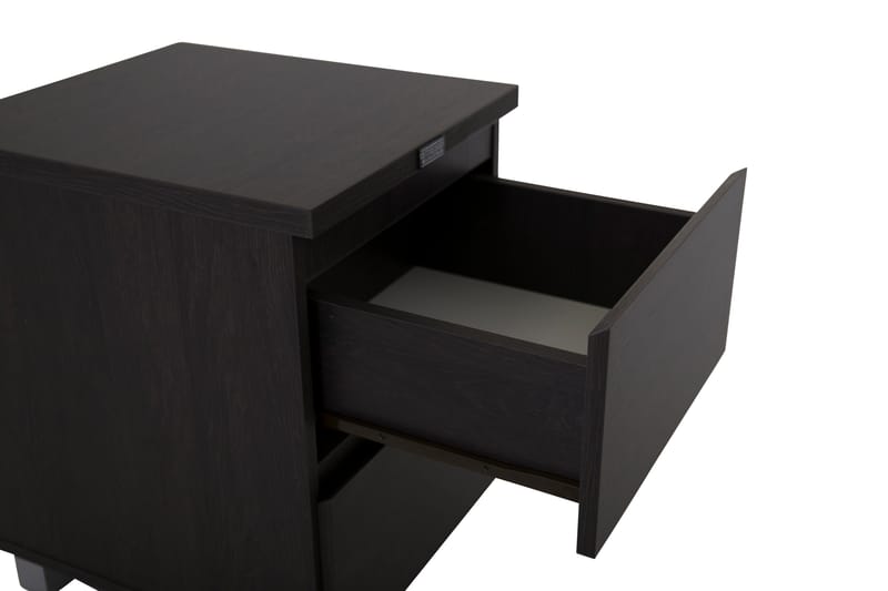 Sängbord Kierra 40 cm med Förvaring 2 Lådor - Svart - Sängbord & nattduksbord