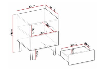 Sängbord Kintore 42 cm - Vit - Möbler - Bord & matgrupp - Avlastningsbord & sidobord - Sängbord & nattduksbord