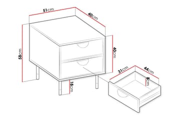 Sängbord Kintore 51 cm - Svart - Möbler - Bord & matgrupp - Avlastningsbord & sidobord - Sängbord & nattduksbord