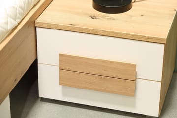 Sängbord Knelston 50 cm med Förvaring 2 Lådor - Brun/Vit - Möbler - Bord & matgrupp - Avlastningsbord & sidobord - Sängbord & nattduksbord