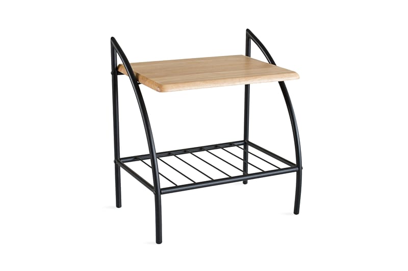 Sängbord Lathan 54 cm med Förvaring Hylla - Svart/Natur - Sängbord & nattduksbord