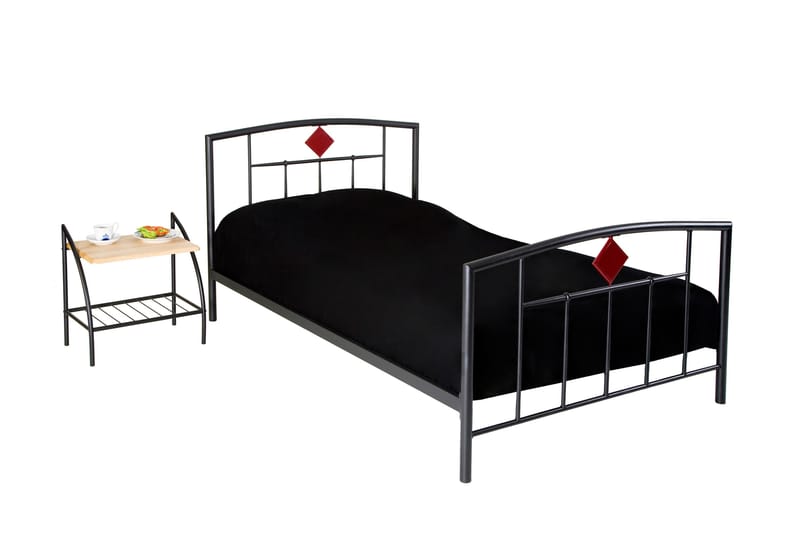 Sängbord Lathan 54 cm med Förvaring Hylla - Svart/Natur - Sängbord & nattduksbord