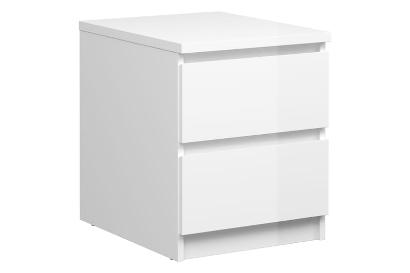 Sängbord Lerna 40 cm med Förvaring 2 Lådor - Vit Högglans - Möbler - Bord & matgrupp - Avlastningsbord & sidobord - Sängbord & nattduksbord