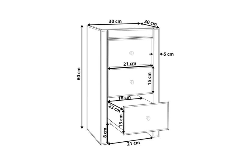 Sängbord Lorris 45 cm - Silver - Sängbord & nattduksbord