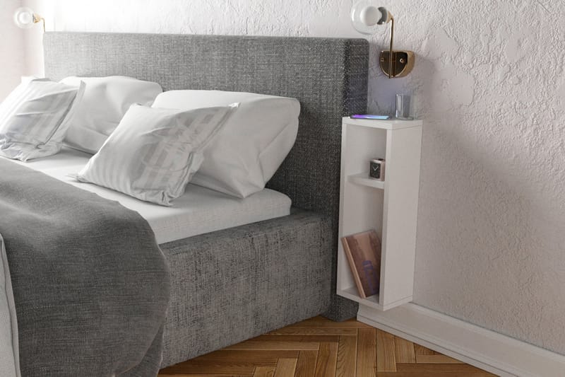 Sängbord Lundtorp 15 cm med Förvaring 2 Hyllor - Vit - Möbler - Bord & matgrupp - Avlastningsbord & sidobord - Sängbord & nattduksbord