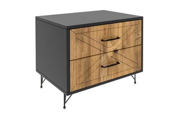 Sängbord Lundtorp 50 cm med Förvaring 2 Lådor - Grå/Brun - Möbler - Bord & matgrupp - Avlastningsbord & sidobord - Sängbord & nattduksbord