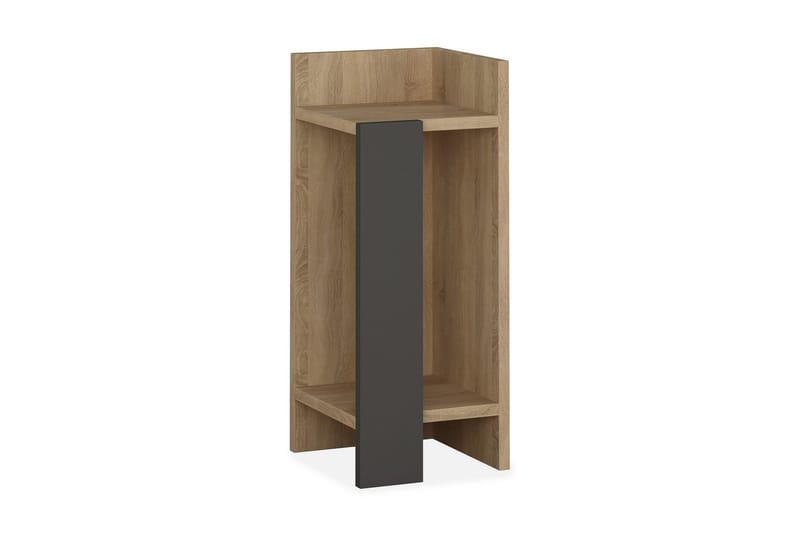 Sängbord Lutchan 27 cm med Förvaring Hyllor + Luckor Höger - Brun/Grå - Möbler - Bord & matgrupp - Avlastningsbord & sidobord - Sängbord & nattduksbord