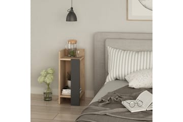 Sängbord Lutchan 27 cm med Förvaring Hyllor Vänster - Grå/Brun - Möbler - Bord & matgrupp - Avlastningsbord & sidobord - Sängbord & nattduksbord