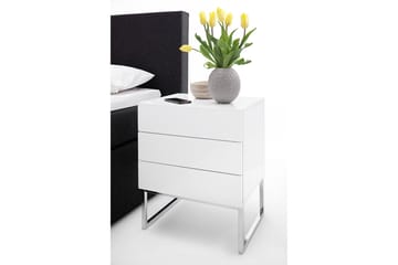 Sängbord Magdax 50 cm Höga Ben med Förvaring 3 Lådor - Vit - Möbler - Bord & matgrupp - Avlastningsbord & sidobord - Sängbord & nattduksbord