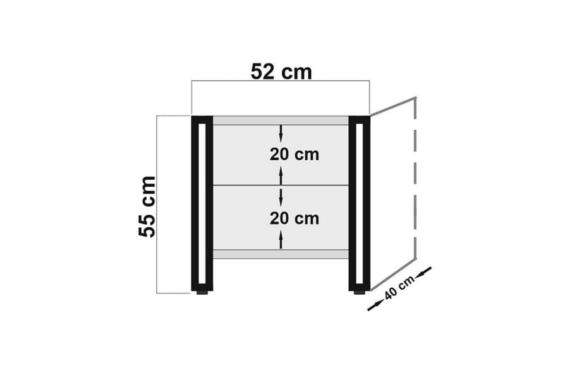 Sängbord Masako 52 cm med Förvaring 2 Lådor - Brun/Svart - Sängbord & nattduksbord