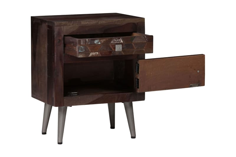 Sängbord massivt återvunnet trä 40x30x50 cm - Brun - Sängbord & nattduksbord