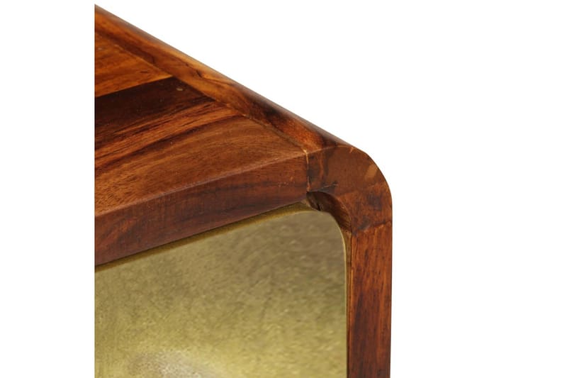 Sängbord massivt sheshamträ med guldtryck 49x40x30 cm - Brun - Sängbord & nattduksbord