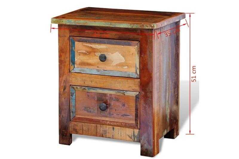 Sängbord med 2 lådor massivt återvunnet trä - Brun - Sängbord & nattduksbord