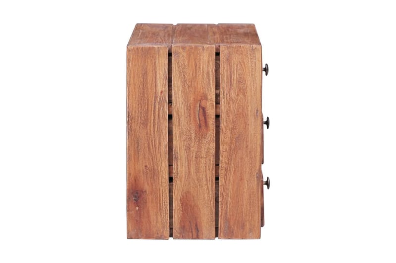Sängbord med 3 lådor 35x25x35 cm massivt återvunnet trä - Brun - Sängbord & nattduksbord
