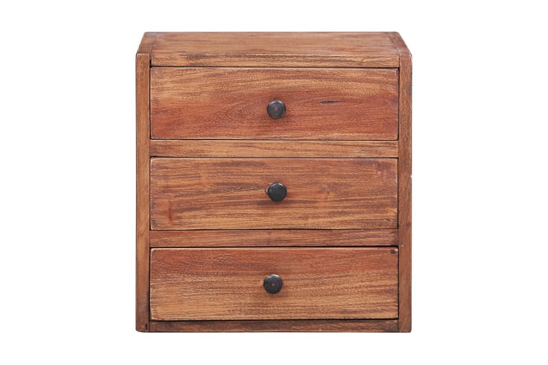 Sängbord med 3 lådor 35x25x35 cm massivt återvunnet trä - Brun - Sängbord & nattduksbord