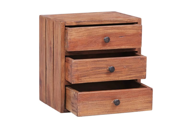Sängbord med 3 lådor 35x25x35 cm massivt återvunnet trä - Brun - Sängbord & nattduksbord