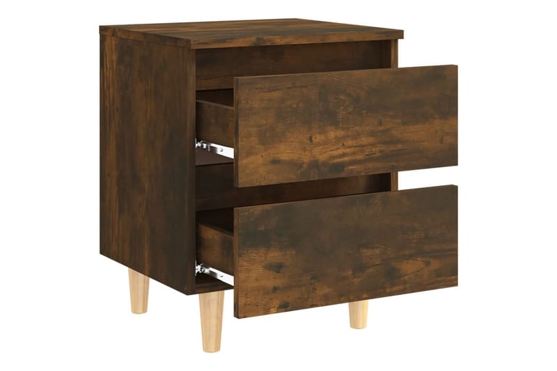 Sängbord med ben i massivt trä 2 st rökfärgad ek 40x35x50 cm - Brun - Sängbord & nattduksbord