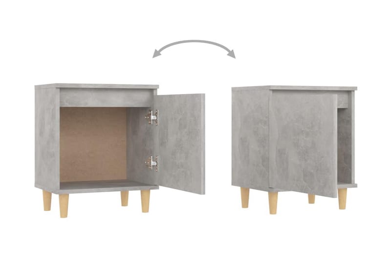 Sängbord med ben i massivt trä betonggrå 40x30x50 cm - Grå - Sängbord & nattduksbord