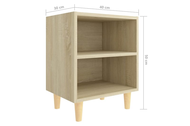Sängbord med ben i massivt trä sonoma-ek 40x30x50 cm - Brun - Sängbord & nattduksbord