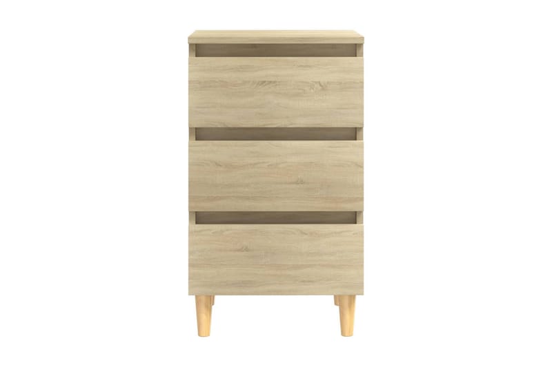 Sängbord med ben i massivt trä sonoma-ek 40x35x69 cm - Brun - Sängbord & nattduksbord