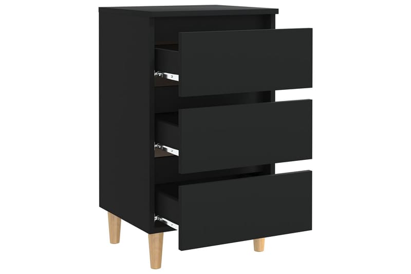 Sängbord med ben i massivt trä svart 40x35x69 cm - Svart - Sängbord & nattduksbord