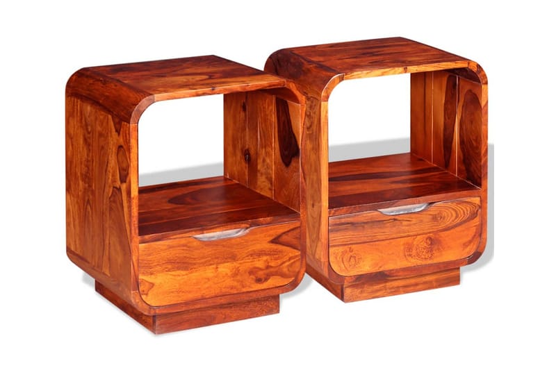 Sängbord med låda 2 st massivt sheshamträ 40x30x50 cm - Brun - Sängbord & nattduksbord