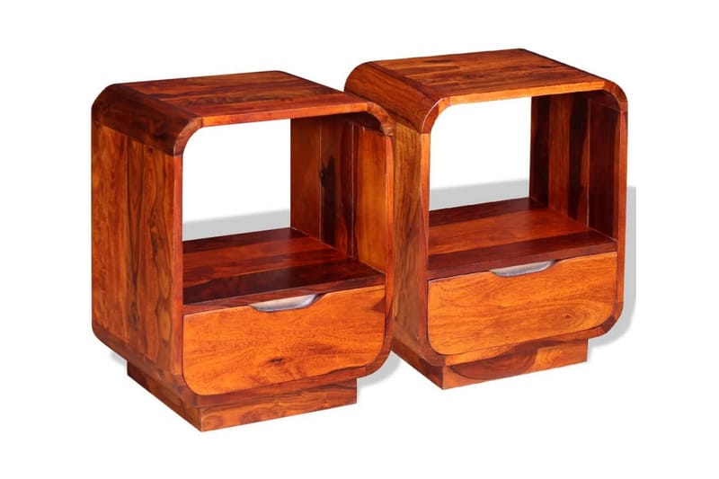Sängbord med låda 2 st massivt sheshamträ 40x30x50 cm - Brun - Sängbord & nattduksbord