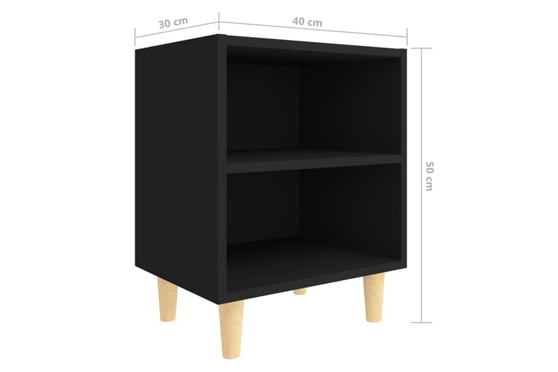 Sängbord med massiva ben svart 40x30x50 cm - Svart - Sängbord & nattduksbord