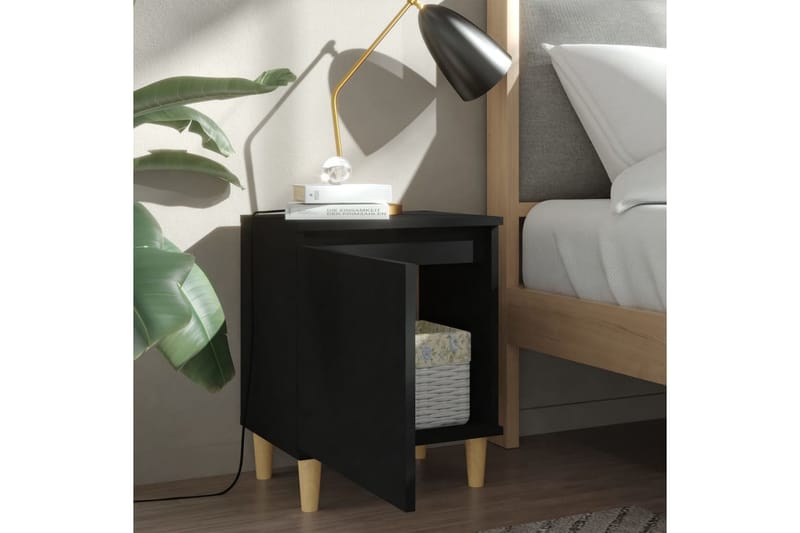 Sängbord med massiva ben svart 40x30x50 cm - Svart - Sängbord & nattduksbord