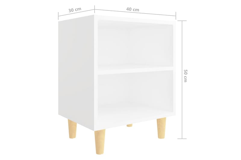 Sängbord med massiva ben vit 40x30x50 cm - Vit - Sängbord & nattduksbord