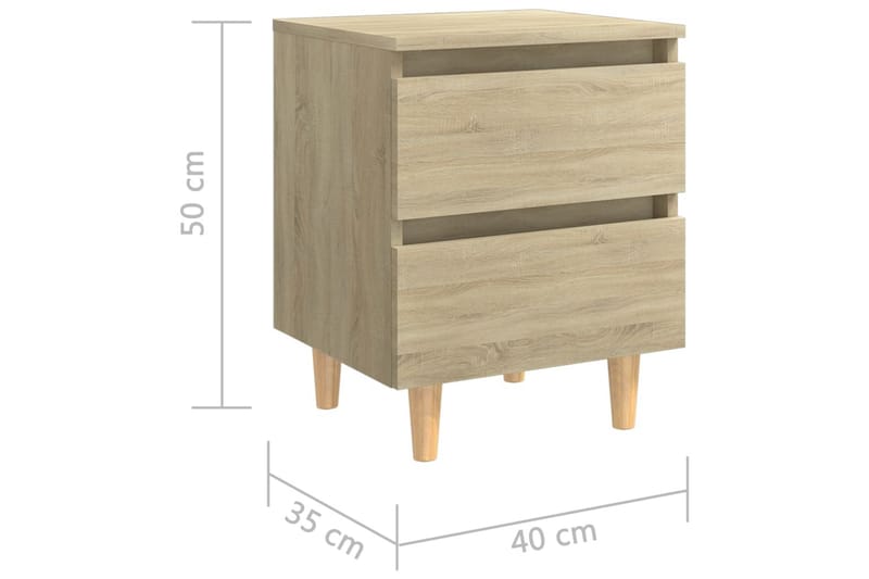 Sängbord med massiva furuben 2 st sonoma-ek 40x35x50 cm - Brun - Sängbord & nattduksbord