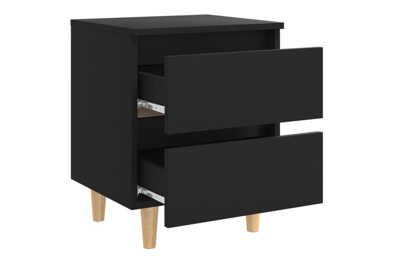 Sängbord med massiva furuben 2 st svart 40x35x50 cm - Svart - Sängbord & nattduksbord