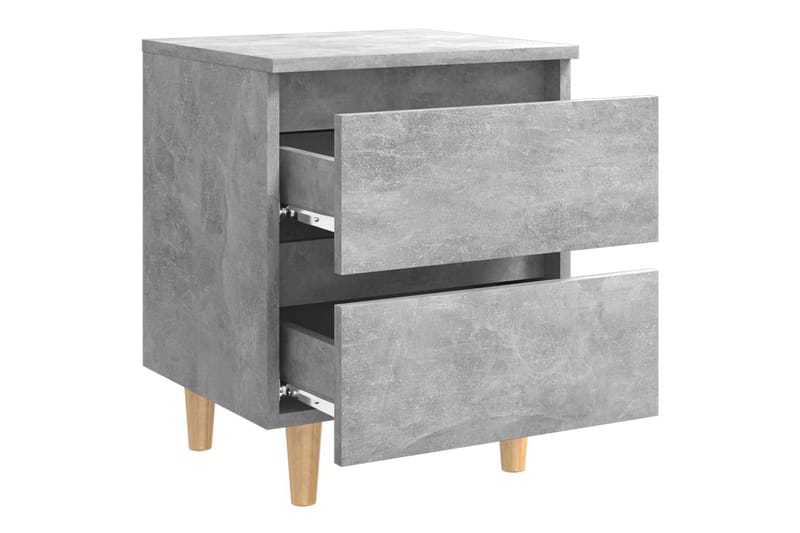 Sängbord med massiva furuben betonggrå 40x35x50 cm - Grå - Sängbord & nattduksbord
