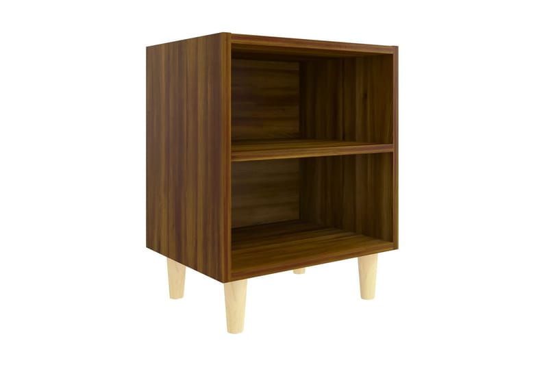 Sängbord med massiva träben brun ek 40x30x50 cm - Brun - Sängbord & nattduksbord