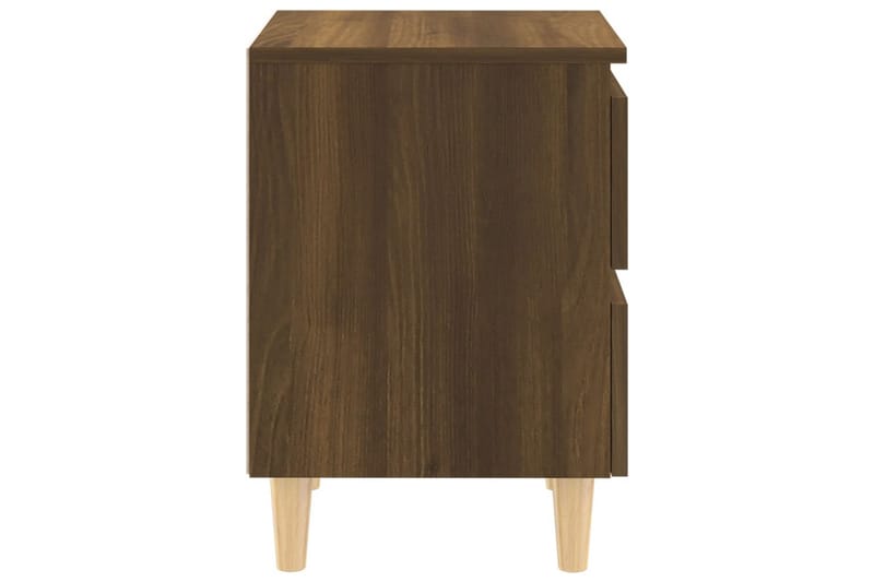 Sängbord med massiva träben brun ek 40x35x50 cm - Brun - Sängbord & nattduksbord