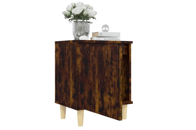 Sängbord med massiva träben rökfärgad ek 40x30x50 cm - Brun - Sängbord & nattduksbord