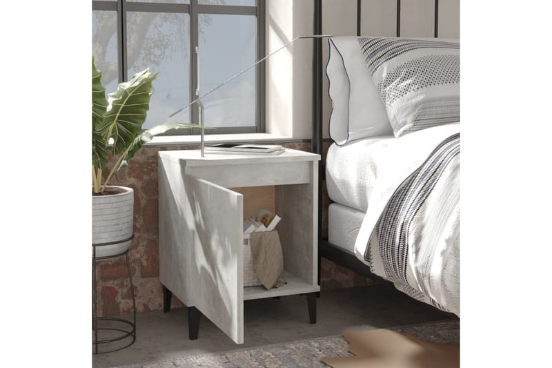 Sängbord med metallben 2 st betonggrå 40x30x50 cm - Grå - Sängbord & nattduksbord