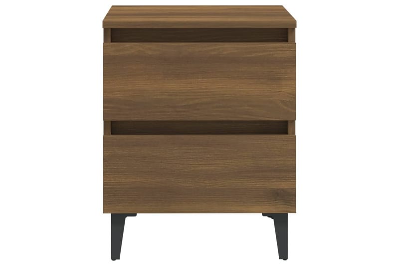 Sängbord med metallben 2 st brun ek 40x35x50 cm - Brun - Sängbord & nattduksbord
