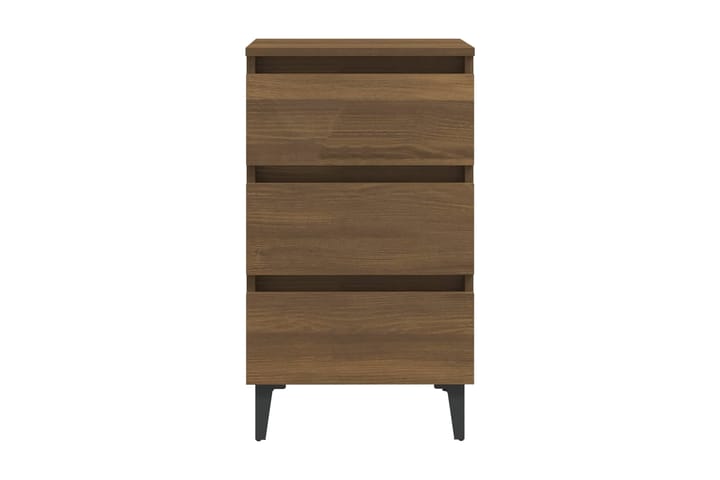 Sängbord med metallben 2 st brun ek 40x35x69 cm - Brun - Sängbord & nattduksbord