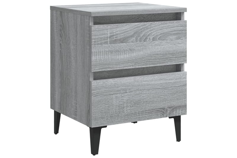 Sängbord med metallben 2 st grå sonoma 40x35x50 cm - Grå - Sängbord & nattduksbord