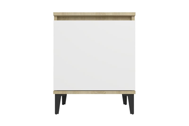 Sängbord med metallben 2 st sonoma-ek och vit 40x30x50 cm - Brun - Sängbord & nattduksbord