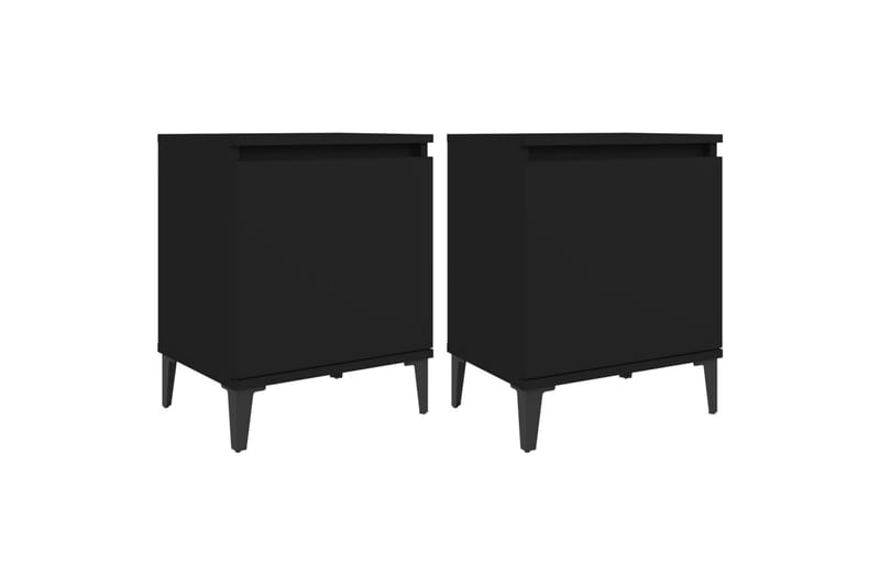 Sängbord med metallben 2 st svart 40x30x50 cm - Svart - Sängbord & nattduksbord