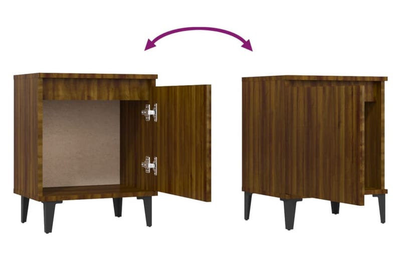 Sängbord med metallben brun ek 40x30x50 cm - Brun - Sängbord & nattduksbord