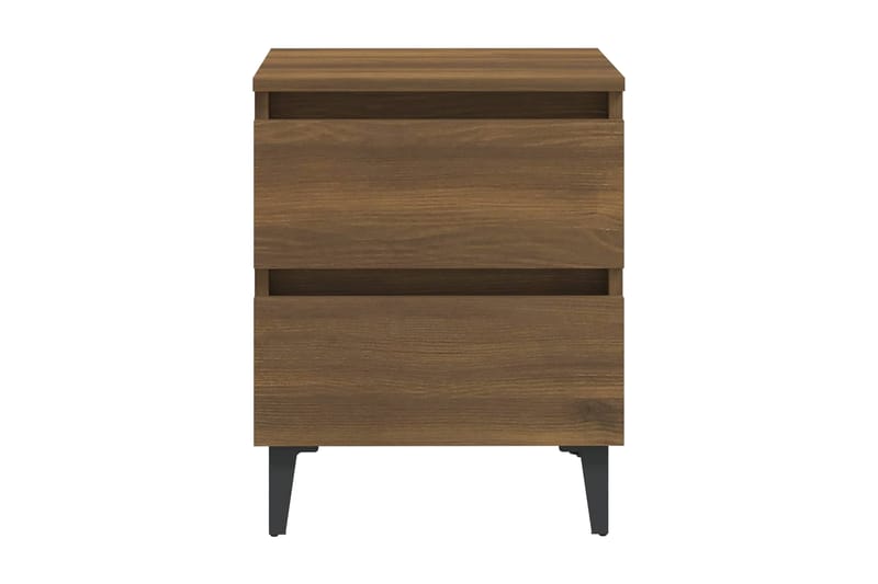 Sängbord med metallben brun ek 40x35x50 cm - Brun - Sängbord & nattduksbord
