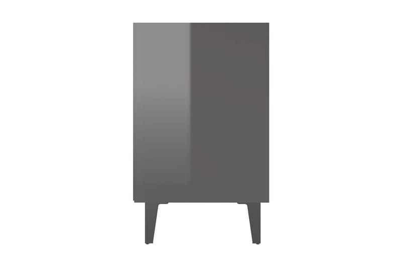 Sängbord med metallben grå högglans 40x30x50 cm - Grå - Sängbord & nattduksbord