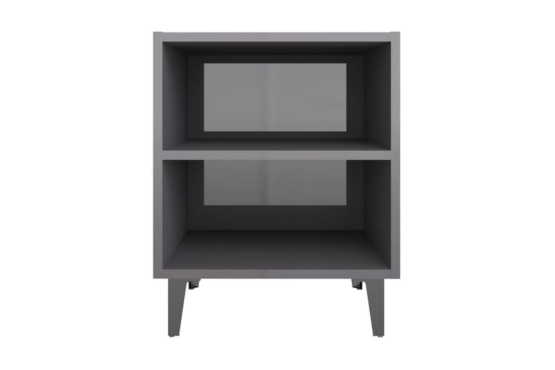 Sängbord med metallben grå högglans 40x30x50 cm - Grå - S�ängbord & nattduksbord