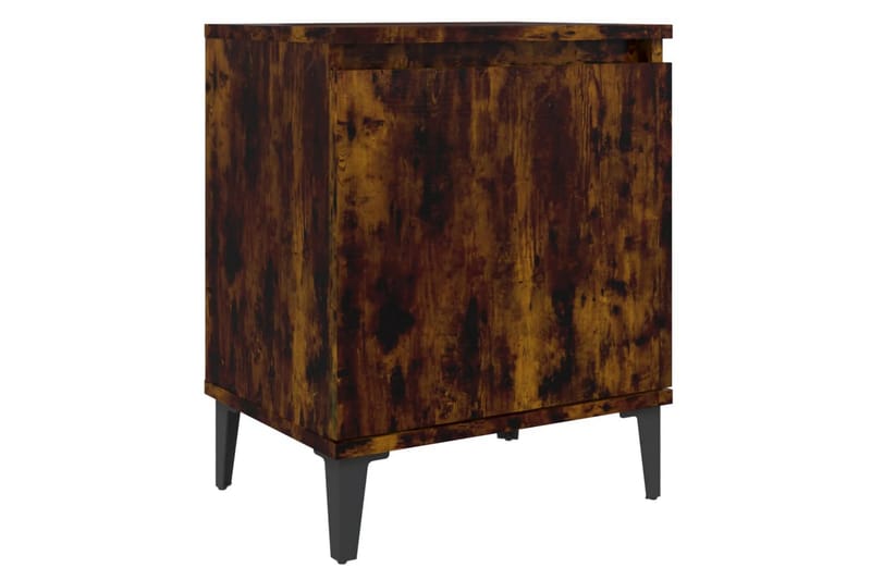 Sängbord med metallben rökfärgad ek 40x30x50 cm - Brun - Sängbord & nattduksbord