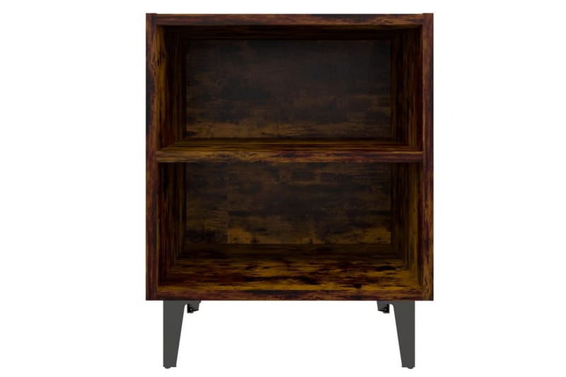 Sängbord med metallben rökfärgad ek 40x30x50 cm - Brun - Sängbord & nattduksbord