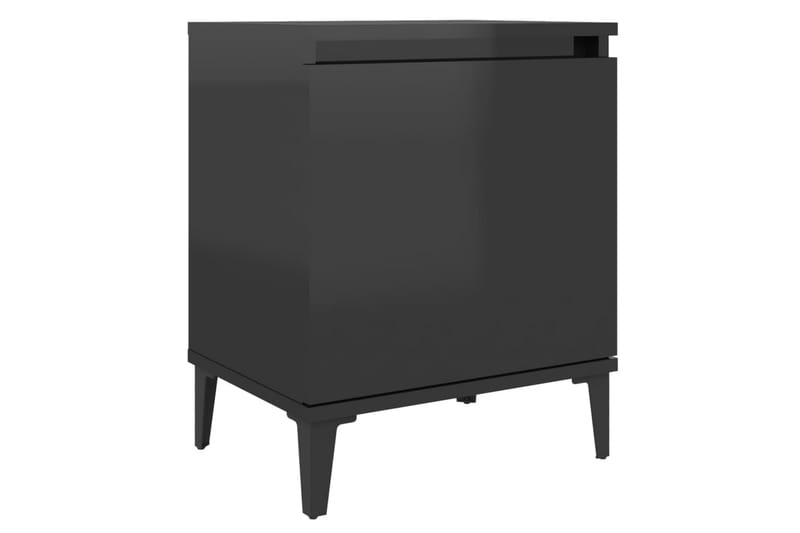 Sängbord med metallben svart högglans 40x30x50 cm - Svart - Sängbord & nattduksbord