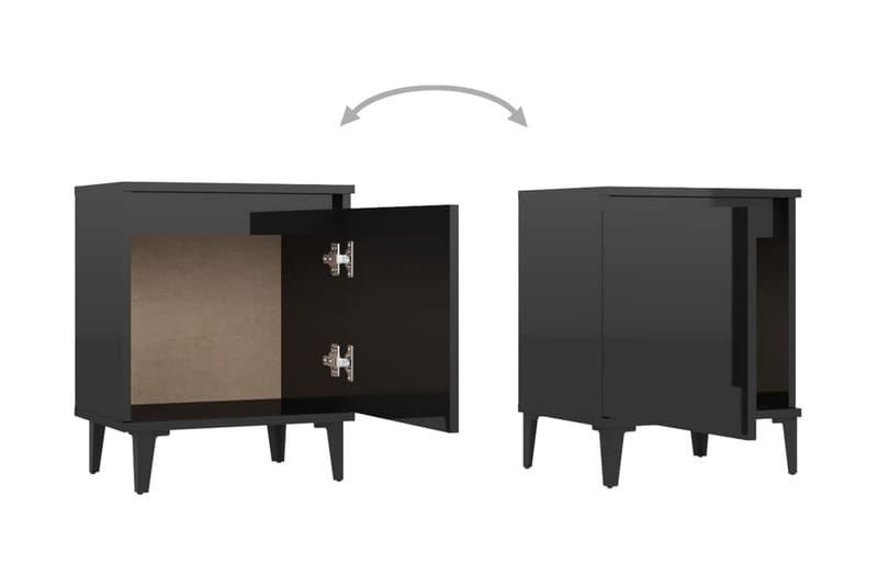Sängbord med metallben svart högglans 40x30x50 cm - Svart - Sängbord & nattduksbord